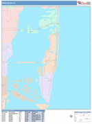 Miami Beach Digital Map Color Cast Style